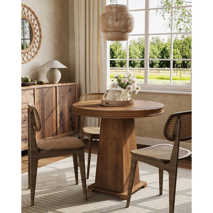 Ronde Eettafel – Kleine Tafel – Keukentafel – Bistrotafel – Tafel Voor 2 Personen – 80 cm Diameter – MDF Houtnerf Afwerking – Modern Farmhouse Design