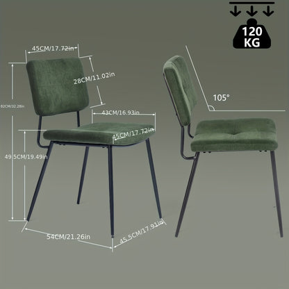 Retro Eetkamerstoelen – Stoel – Armstoel – Zithoek Stoel – Keukenstoel – Groen – Comfortabel Schuimzitting – Stevig Metalen Frame