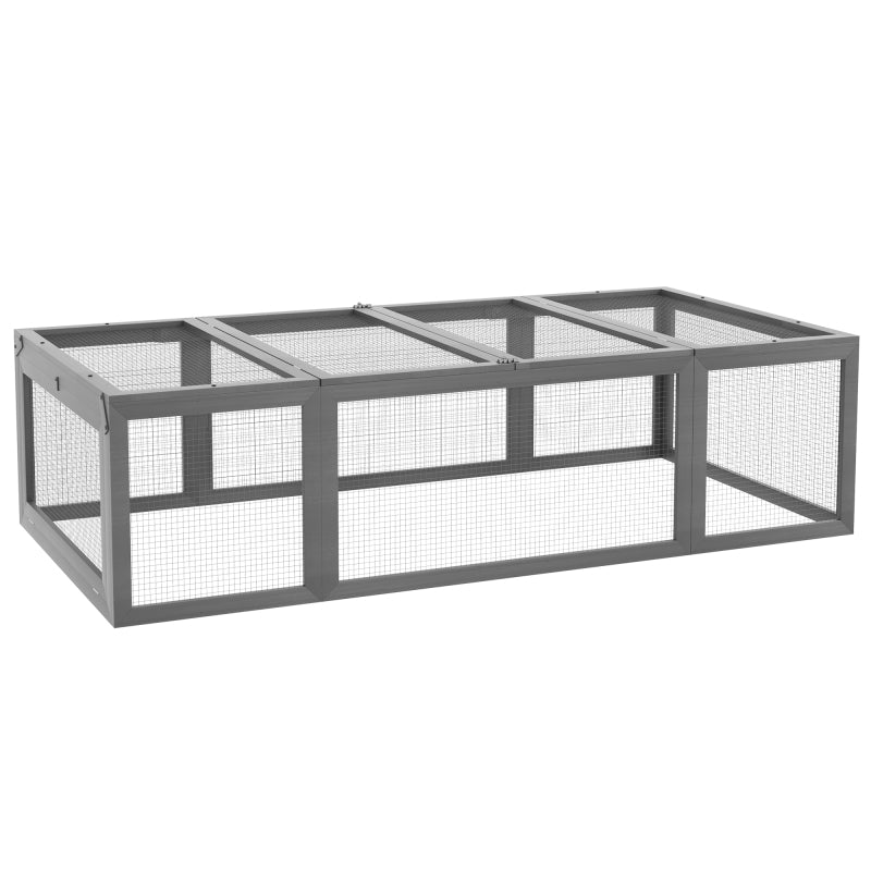 Konijnenhok – Buitenren – Knaagdierenhok – Dierenverblijf – Ren Voor Buiten – Ruim 180x90x48 cm – Weerbestendig Met Inklapbaar Dak – Grijs