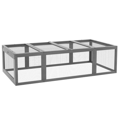 Konijnenhok – Buitenren – Knaagdierenhok – Dierenverblijf – Ren Voor Buiten – Ruim 180x90x48 cm – Weerbestendig Met Inklapbaar Dak – Grijs