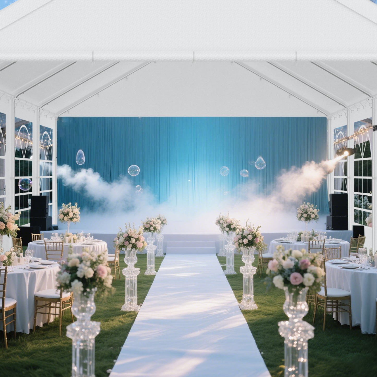 Partytent – Tuinkamer – Tenten – Feesttent – Evenemententent – Wit 4x8 Meter – Waterdicht PE Dak – Stevig Gegalvaniseerd Stalen Frame