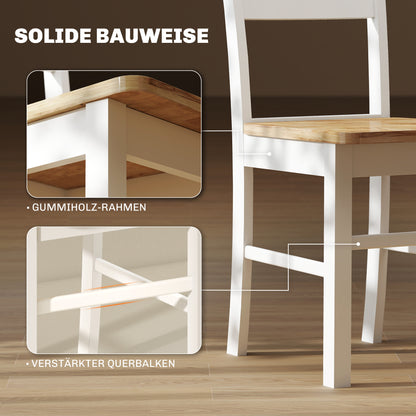 Keukenstoelen – Eetkamerstoelen – Stoelen Set – Houten Stoelen – Rubberwood Stoelen – Wit Met Gebogen Rugleuning – Ergonomisch Comfort