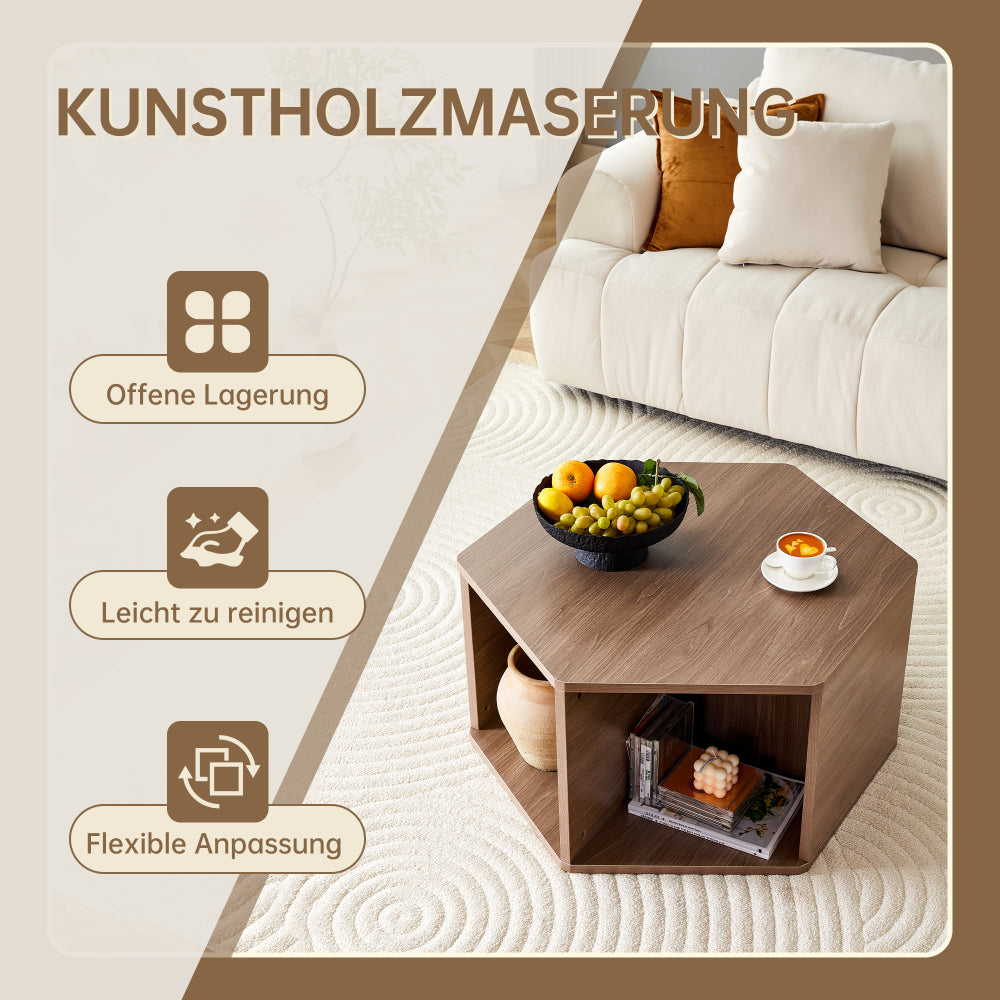 Hexagonal Multifunctional Coffee Table | 79 x 69.4 x 40 cm, Easy-to-Assemble, Modern Style, Suitable for Diverse Spaces, Metal Construction