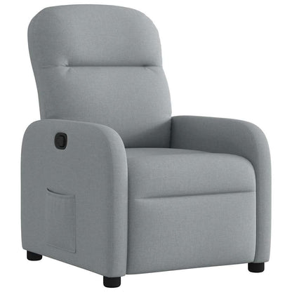Fauteuil – Relaxstoel – Zitzak – Lounge Stoel – Leunstoel – Lichtgrijs – Stofbekleding – Verstelbare Rugleuning – Houten Frame