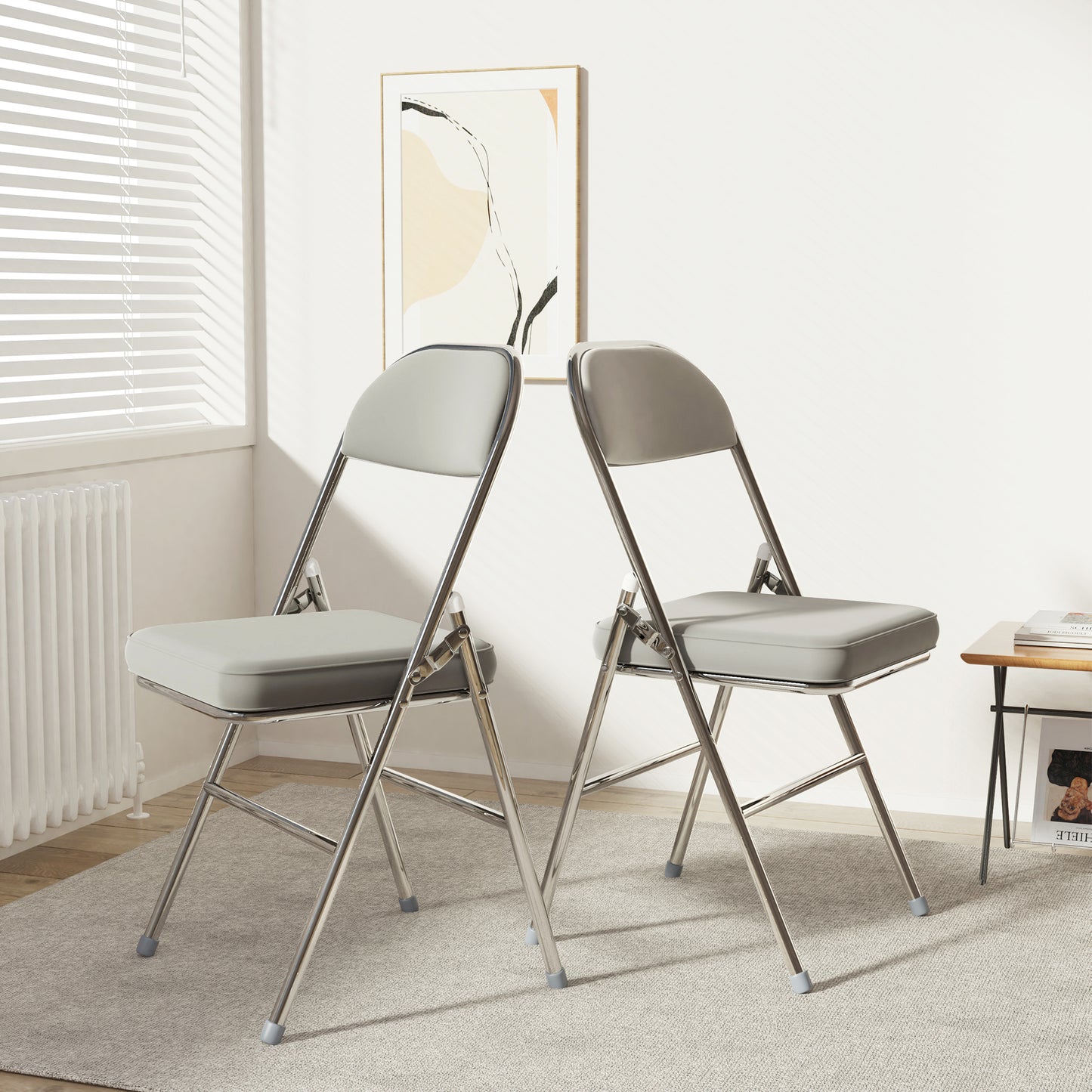 Klapstoel – Vouwstoel – Opvouwbare Stoel – Eetkamerstoel – Tuinstoel – Set van 2 – Kunstleer Zitting – Stevig Metalen Frame – Stapelbaar – Zithoogte 45 cm