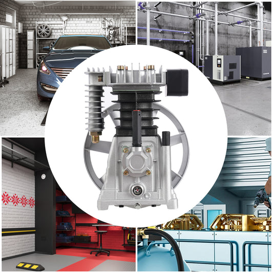 Luchtcompressor Pompkop – Compressorkop – Compressor Motor – Luchtpomp – Pompsegment – 3 PK 2,2 kW Vermogen – Dubbele Cilinder 250 L/min
