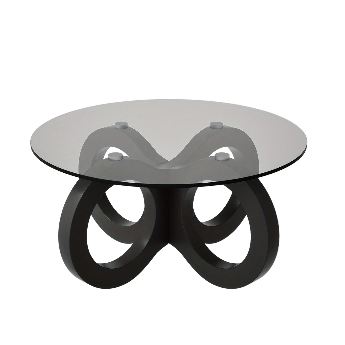 Salontafel – Koffietafel – Bijzettafel – Woonkamertafel – Rond – Modern Design – Oneindigheidssymbool Basis – Zwart MDF Met Metaal – Compact 80 cm Diameter – Eenvoudig Te Monteren