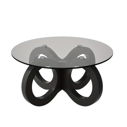 Salontafel – Koffietafel – Bijzettafel – Woonkamertafel – Rond – Modern Design – Oneindigheidssymbool Basis – Zwart MDF Met Metaal – Compact 80 cm Diameter – Eenvoudig Te Monteren