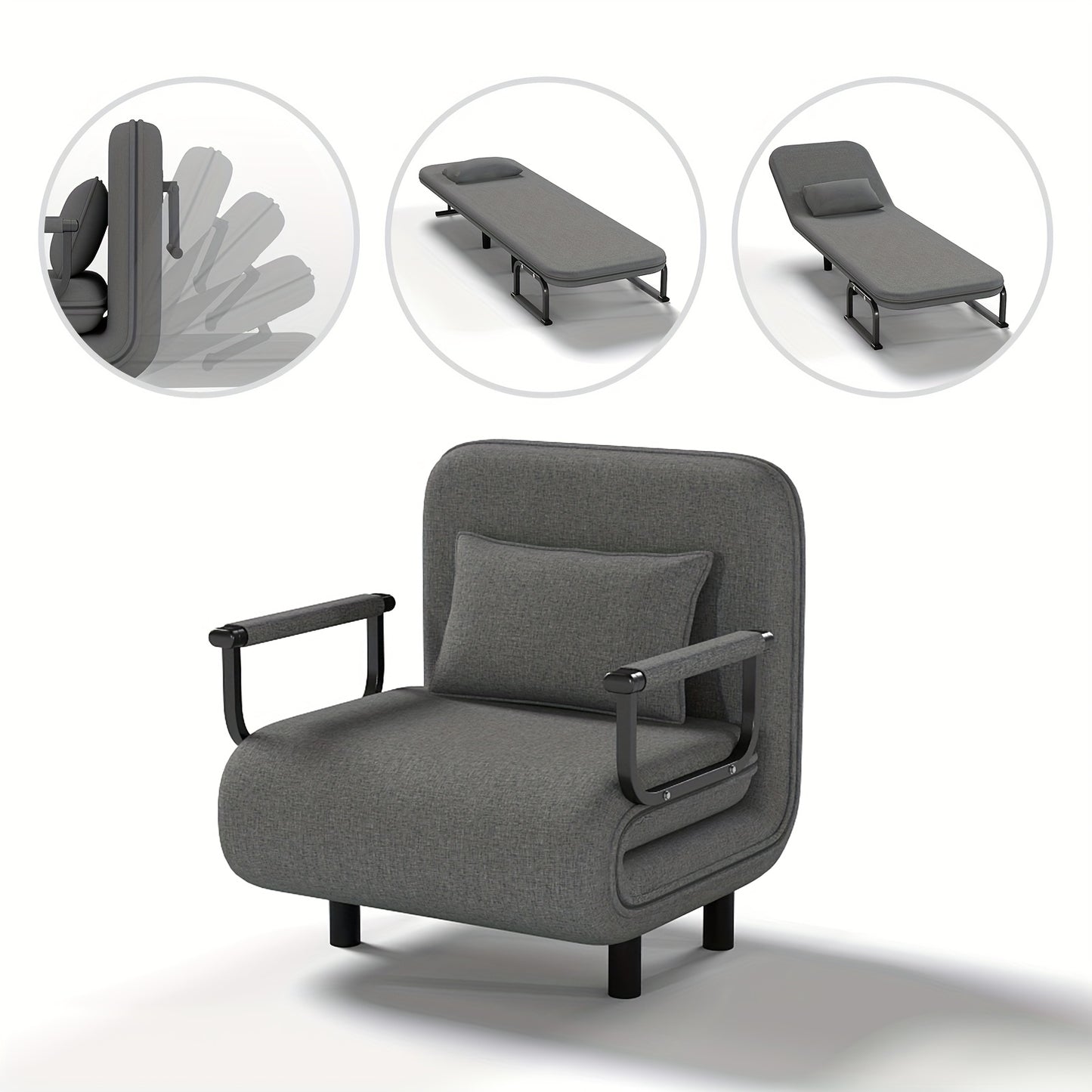 Bedbank – Slaapbank – Logeerbed – Bedmeubel – Sofa – Handmatig Inklapbaar – Memory Foam Kussens – Ruimtebesparend Design