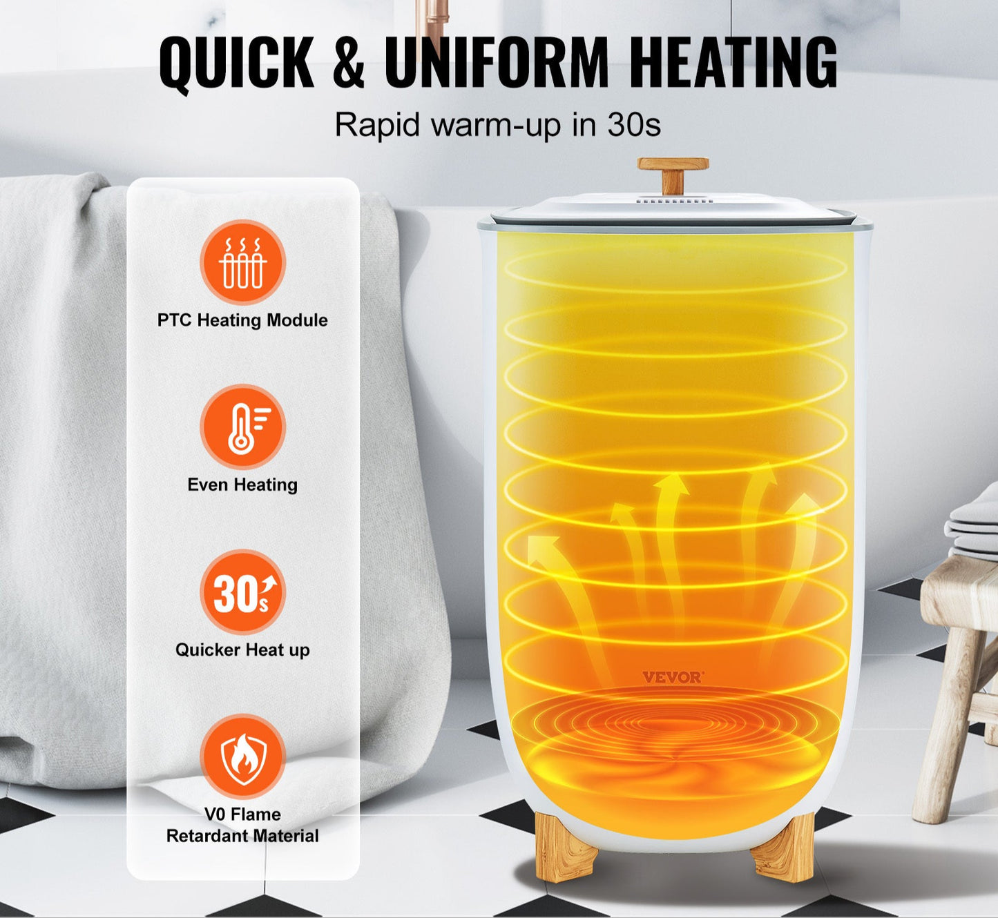 Handdoekdroger – Handdoekradiator – Badkamerradiator – Handdoekhouder – Handdoekverwarmer – 35 Liter Inhoud – LED Display & Droogfunctie