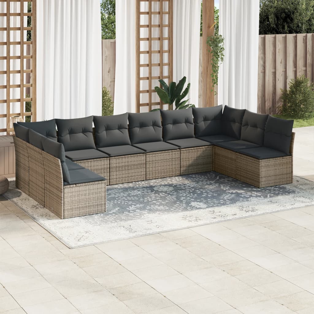 Loungeset – Loungesets – Tuinset – Loungesofa – Buitenmeubelen – Grijs Zonder Tafel – Weerbestendig PE Rattan – Afneembare Wasbare Kussenhoezen