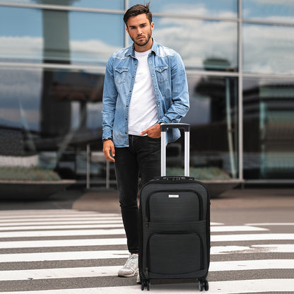 Kofferset – Reiskoffers – Trolley – Spinner Koffers – Bagageset Zwart – TSA Cijferslot – 20% Uitbreidbaar – 360° Zwenkwielen – Verstelbare Trekstang – Oxford Polyester Hardcase