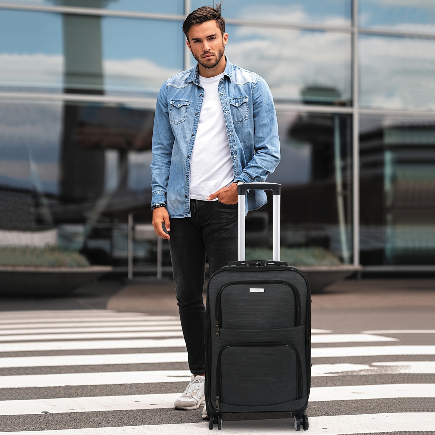 Kofferset – Reiskoffer Set – Hardcase Koffers – Trolley Bagage – Spinner Wielen – Lichtgrijs – TSA Slot – 20% Uitbreidbaar