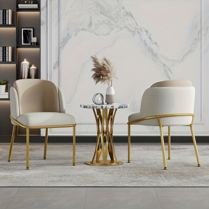 Eetkamerstoel – Stoel – Kuipstoel – Keukenstoel – Draaistoel – Modern Design – Met Metalen Frame En Verstelbare Voeten – Beige Kleur