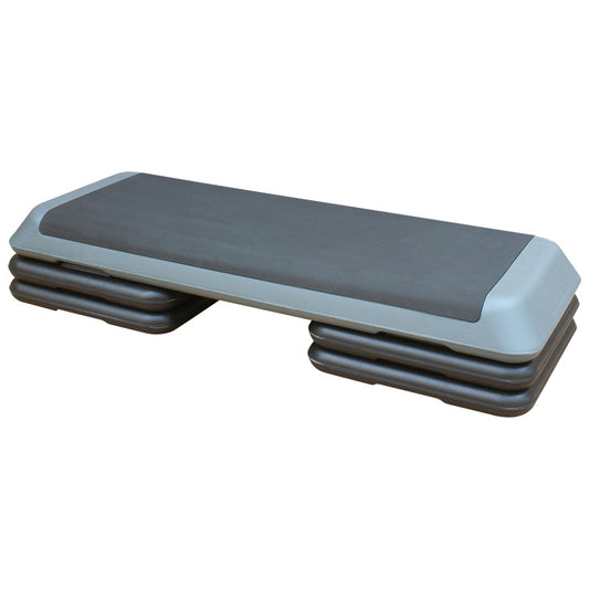 Stepplatform – Aerobic Step – Trainingsstep – Fitnessstep – Cardio Step – Verstelbare Hoogte Tot 110 cm – Antislip Oppervlak – Robuust IJzeren Frame – Grijs