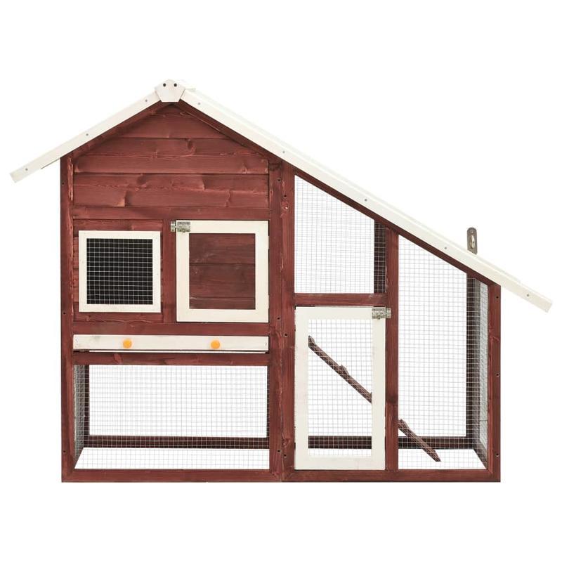 Clapier Moka et blanc 140x63x120cm Bois de sapin massif - Durable Wooden Small Animal Cage with Ventilation Mesh, Easy-Clean Design & Sturdy Base for Rabbits, Guinea Pigs, Hamsters, Small Animal Cage, Pet Habitat, Modern Pet