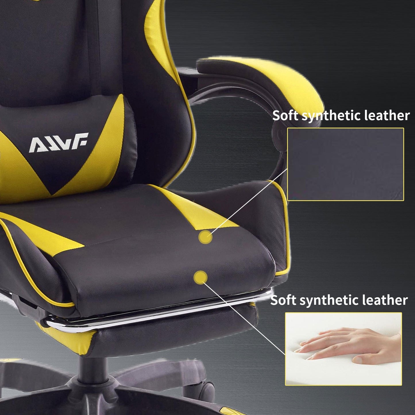 Gamingstoel – Gamestoel – Game Stoel – Gaming Chair – Bureaustoel – Ergonomisch Ontwerp – Verstelbare Voetensteun Geel