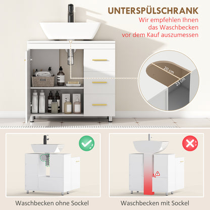 Badkamerkast – Badkamermeubel – Opbergkast – Kolomkast – Wastafelonderkast – Wit – 3-Lagen Indeling – Spaanplaatmateriaal