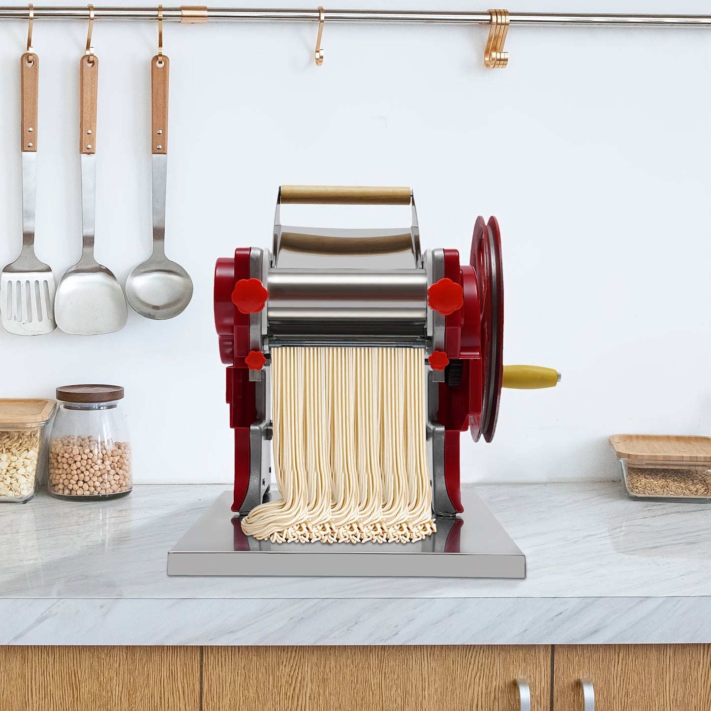 Pastamachine – Noedelmaker – Noodle Roller – Dumpling Maker – Wonton Machine – Roestvrij Staal & ABS – Voor 5-10 Personen – Variabele Snijdikte 0,5-5 mm