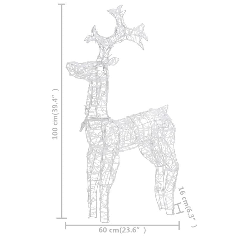 kerstbeeld – kerstdecoratie – kerstfiguur – kerstornament – kerstsfeer – buitenrendier warm wit licht – weerbestendig acryl metaal 100 cm groot