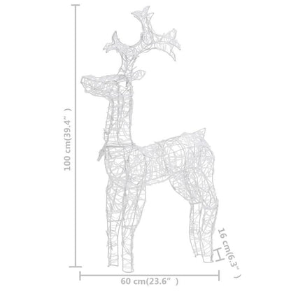 kerstbeeld – kerstdecoratie – kerstfiguur – kerstornament – kerstsfeer – buitenrendier warm wit licht – weerbestendig acryl metaal 100 cm groot