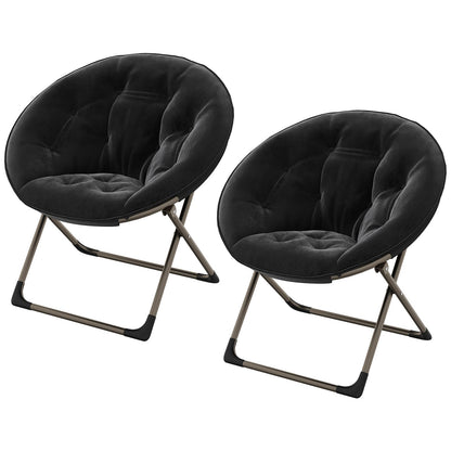 Loungestoel – Fauteuil – Zithoekstoel – Relaxstoel – Inklapbare Stoel – Memory Foam Zitting – Vleugelrugleuning – Ruimtebesparend – Stabiel Metalen Frame – Zwart
