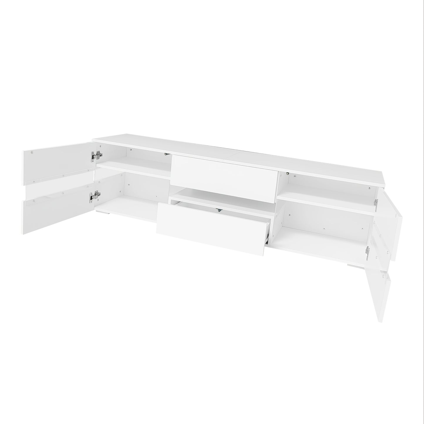 TV-Meubel – TV-Kast – TV-Dressoir – TV-Bank – Hoogglans Meubel – Modern Wit Hoogglans – Push-Open Systeem – Voor Tv’s Tot 70 Inch