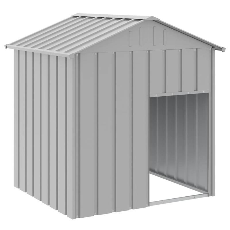 Hondenhok – Hondenhuis – Hondenbench – Hondenhuisje – Hondenkooi – Galvaniseerd Staal – Lichtgrijs Dak – 117x103x123 cm – Weerbestendig – Ruim