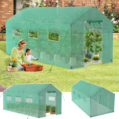 Kas – Kweekkas – Tuinkas – Broeikas – Plantenkas – 4,5x2x2 Meter – UV-bestendig Meshfolie – Ventilatieramen