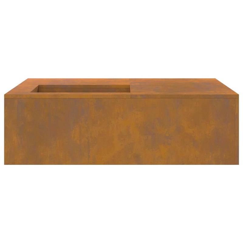 Large 100x100x30cm Corten Steel Outdoor Fireplace - Heavy-Duty Metal Patio Heater with Real Flame, Sturdy & Durable Construction, Easy-Clean Design, Heat-Resistant Paint Finish, Modern Rectangular Heating Fire Pit for Backyar