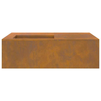 Large 100x100x30cm Corten Steel Outdoor Fireplace - Heavy-Duty Metal Patio Heater with Real Flame, Sturdy & Durable Construction, Easy-Clean Design, Heat-Resistant Paint Finish, Modern Rectangular Heating Fire Pit for Backyar