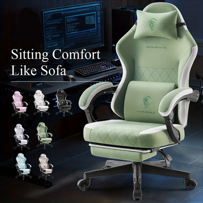 Gaming Stoel – Bureaustoel – Office Chair – Gamestoel – Zwarte Stoel Met Voetensteun – Ergonomische Lendensteun – Draagkracht 300 Kg – Racing Design Groen
