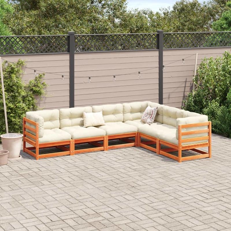 6-delige Tuinset – Lounge Set – Balkonmeubilair – Buitenbank – Tuinmeubelen – Massief Pinewood – Comfortabele Kussens
