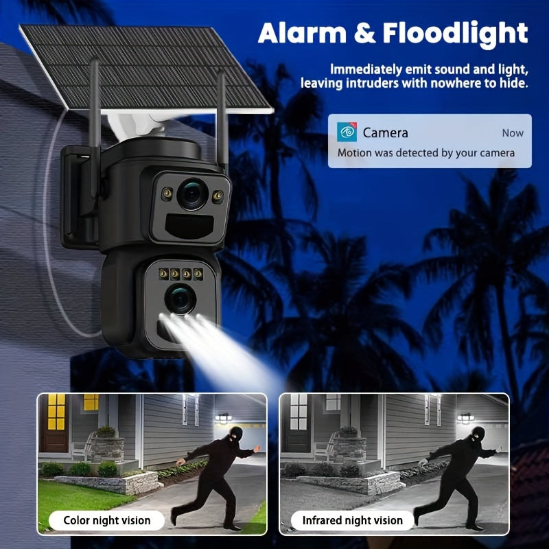 Draadloze Beveiligingscamera Set – Buiten Camera – Wifi Camera – Surveillance Camera – IP Camera – 2K HD Dual Lens – Automatische Bewegingsdetectie & Kleurennachtzicht