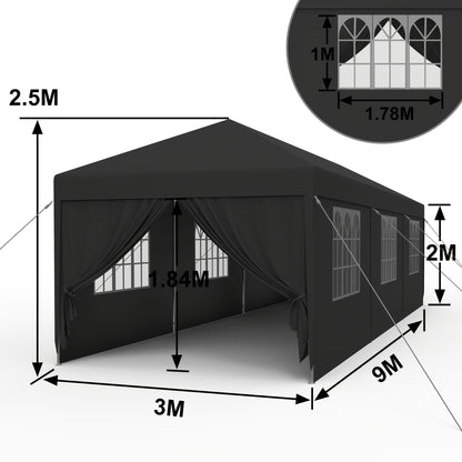 Partytent – Tuinpaviljoen – Feesttent – Evenemententent – Tuintent – Waterafstotend – Met Zijpanelen – 3x3m / 3x6m / 3x9m – Stabiel Stalen Frame
