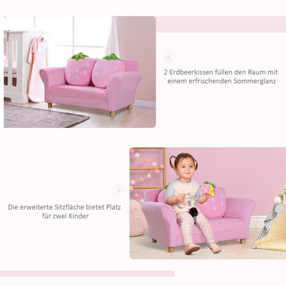 Kinderfauteuiltje – Kinderstoel – Kinderbankje – Zitzak Kind – Speelstoel – Roze Coral Fleece – Stevige Houten Poten – Comfortabele Foam Vulling