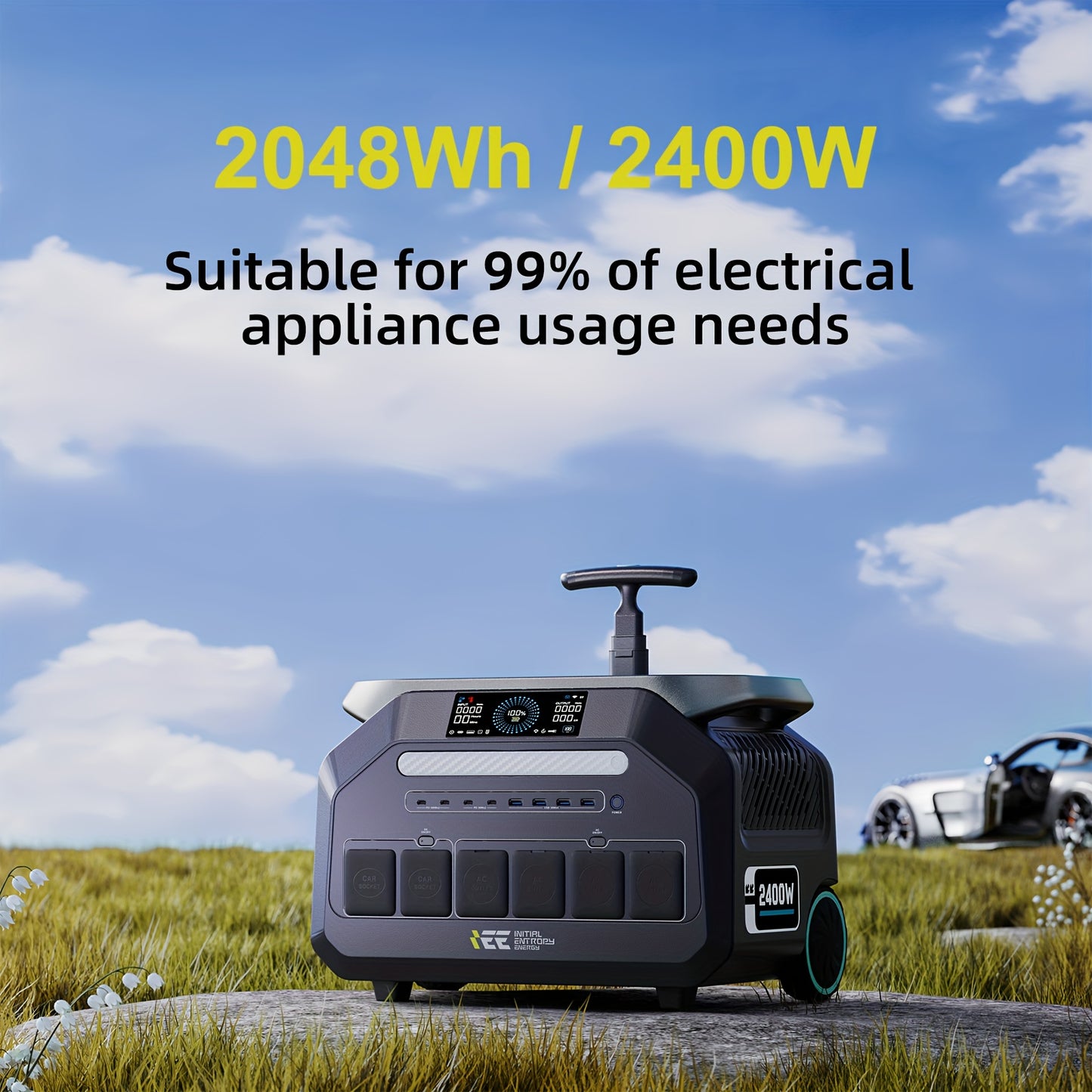 Stroomgenerator – Powerstation – Aggregaat – Noodstroom – Zonnegenerator – Draagbaar – 2048Wh LiFePO4 Batterij – Snelladen 1 Uur – 16 Poorten – App Bediening