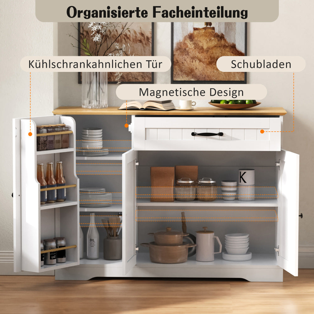 Modern and Elegant Three-Door, Three-Drawer Cutlery Cabinet | Suitable for Dining Rooms, Living Rooms, and Hallways, Metal Construction, Floor Mount