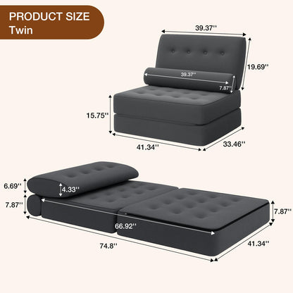 Bedbank – Slaapbank – Sofa Bed – Logeerbed – Opvouwbare Bank – Corduroy Stof – Dikke Sponsvulling – Antislip Bodem – Twin Formaat
