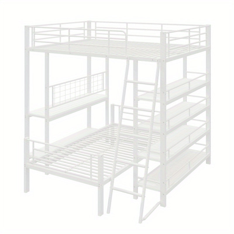 Hoogslaper – Stellingbed – Stapelbed – Mezzaninebed – Multibed – Metalen Frame – Ruimtebesparend Ontwerp – Uitvoerbaar tot Twee Losse Bedden – Stevige Draagkracht 120 kg – Wit 140x200 cm