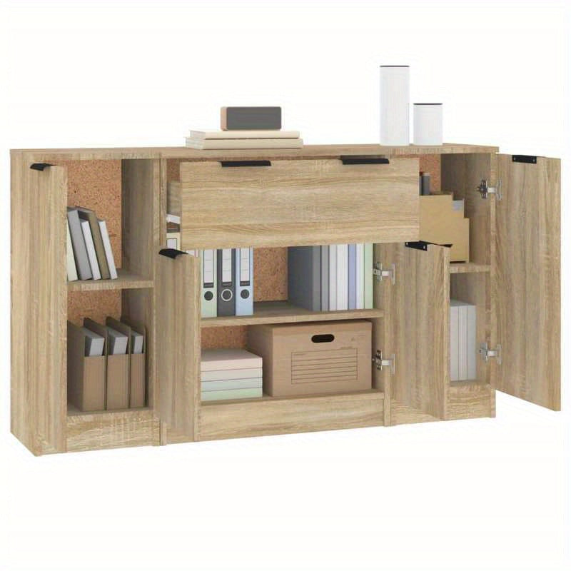 Modern Minimalist Sideboard with Drawers & Shelves - Light Wood Finish, Contemporary Design for Living Room or Bedroom, Space-Saving Storage Furniture, Bedroom Storage Furniture, Sleek Furniture Piece, Smooth Finish Furniture