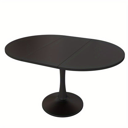 Uitbreidbare Ovale Tafel – Eettafel – Koffietafel – Werktafel – Tafeltje – Zwart MDF – 100-140 cm Lengte – Stevig Tot 100 kg