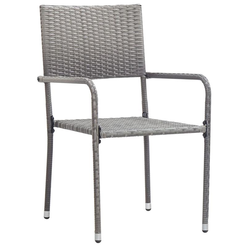 Garden-dining chairs 2pcs stackable gray poly rattan, Space-Saving Outdoor Seating, Outdoor Entertaining Chairs, Stackable Garden Chairs, Modern Rattan Design, Contemporary Garden Style, Low-Maintenance Material, Small Space