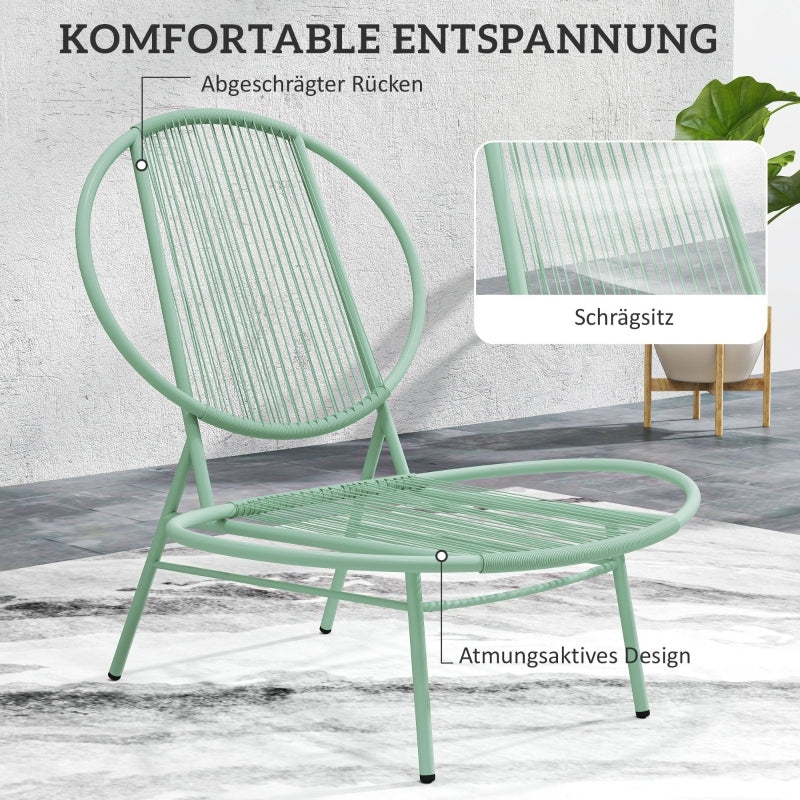 Outsunny 3pcs bistro set made of steel, weatherproof garden furniture set with bistro table, ergonomic shell-shaped garden chairs, outdoor balcony furniture set, seating group, balcony set, garden set, green,  Outdoor Seating