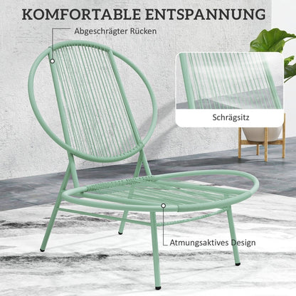 Outsunny 3pcs bistro set made of steel, weatherproof garden furniture set with bistro table, ergonomic shell-shaped garden chairs, outdoor balcony furniture set, seating group, balcony set, garden set, green,  Outdoor Seating