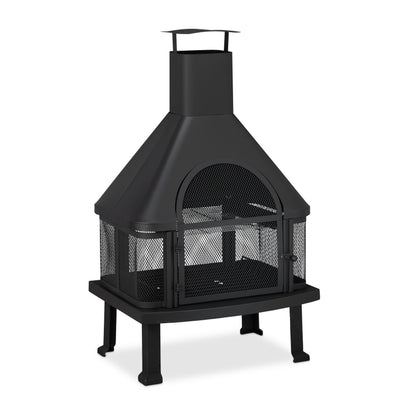 Zwarte Terrasverwarmer – Buitenhaard – Tuinhaard – Patio Heater – Vuurkorf – Hittebestendig Staal – Inclusief BBQ Rooster