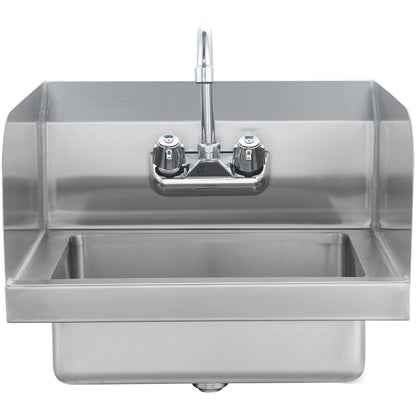 Handwasbak – Inbouw Wasbak – Hangende Wastafel – RVS Kraan – Compact Handbak – Roestvrij Staal – 360° Draaibare Kraan – Afvoerset Met Zeef