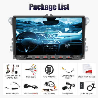 ESSGOO 4+64GB Android 14 Car Stereo Radio for VW for Golf MK5 MK6 for Passat B6 for Jetta Tiguan Touran Sharan Caddy Polo 9 Inch/22, 86cm IPS Screen Touch Display with Wireless Carplayer, Android Auto, Canbus GPS/WiFi/FM RDS/