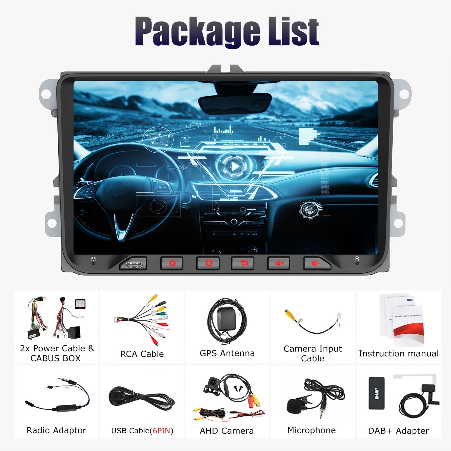 Multifunctionele Car Stereo – Auto Radio – Multimedia Speler – Navigatiesysteem – Touchscreen – 9 Inch IPS Scherm – Wireless CarPlay & Android Auto – CANBUS GPS Integratie