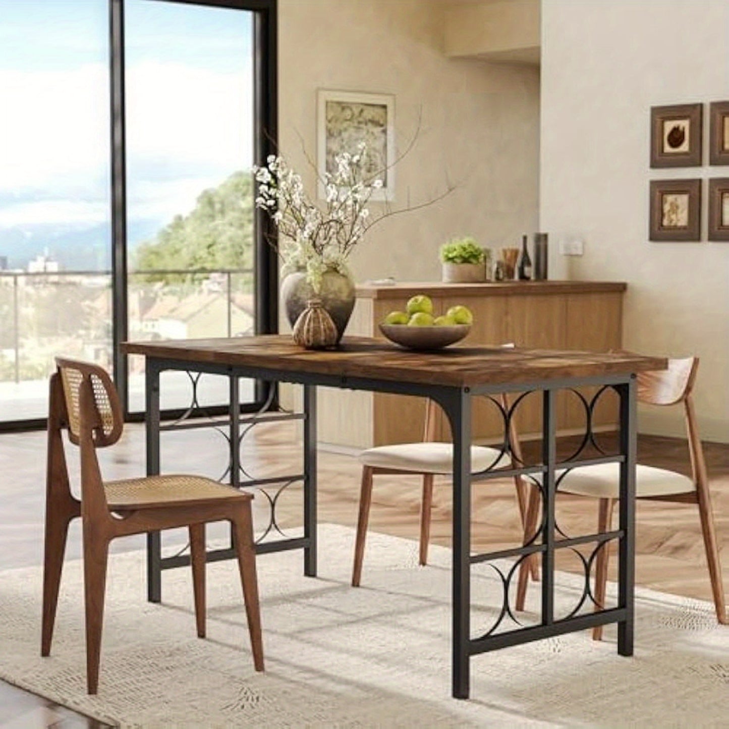 Eettafel – Eetkamertafel – Keukentafel – Tafel – Dinertafel – Industrieel Design – 138,9 cm – MDF & Spaanplaat – Snel te Monteren – Bruin – Stevig & Duurzaam